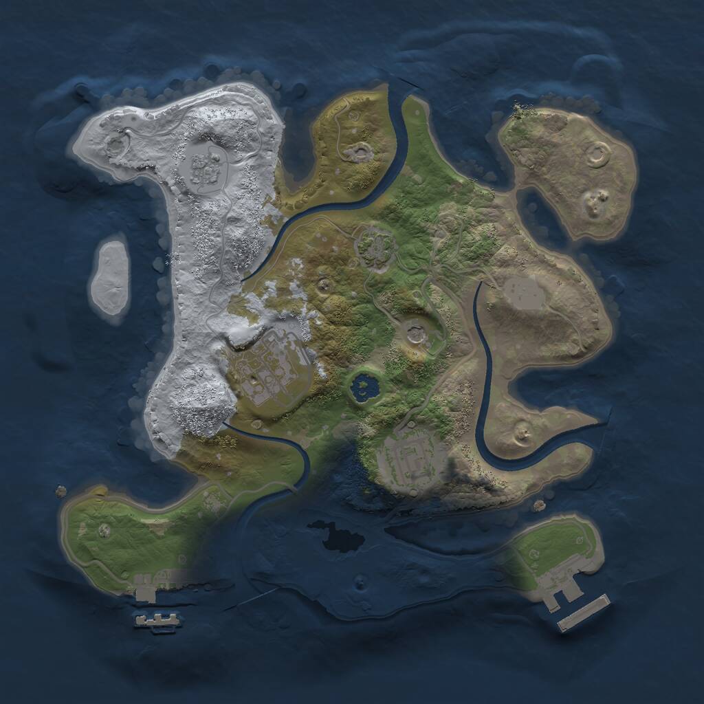 Rust Map: Procedural Map, Size: 2500, Seed: 613937743, 8 Monuments