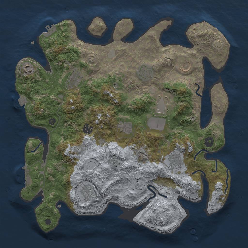 Rust Map: Procedural Map, Size: 3700, Seed: 75984915, 18 Monuments