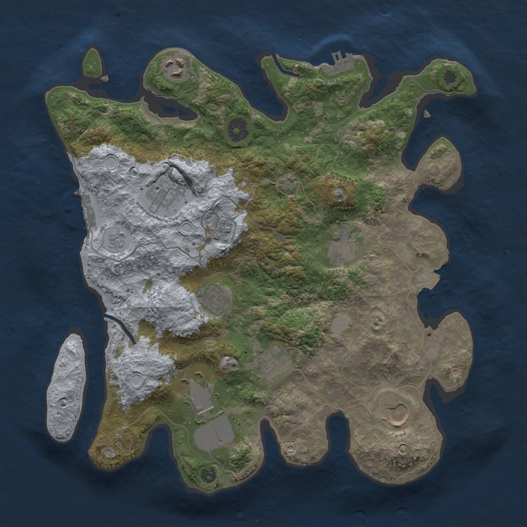 Rust Map: Procedural Map, Size: 3500, Seed: 160221341, 15 Monuments