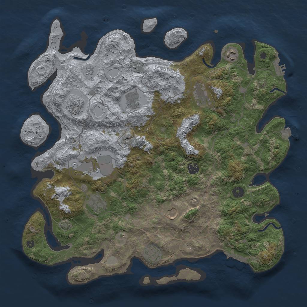 Rust Map: Procedural Map, Size: 4000, Seed: 319286178, 18 Monuments