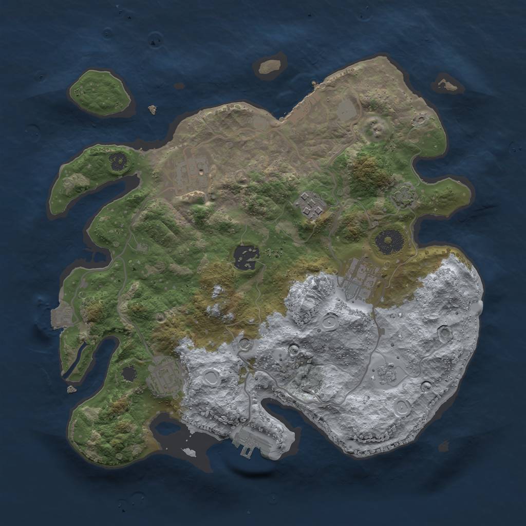 Rust Map: Procedural Map, Size: 3000, Seed: 25406, 13 Monuments