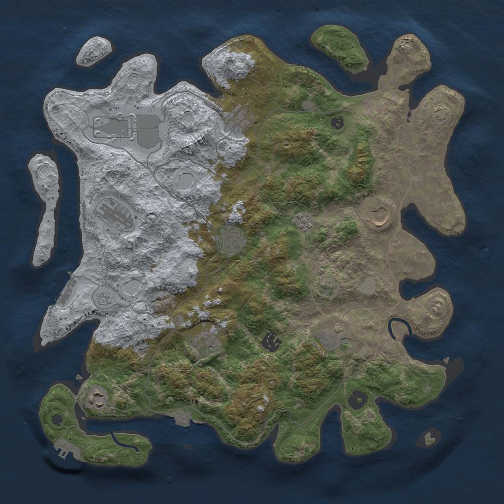 Rust Map: Procedural Map, Size: 4000, Seed: 948104175, 18 Monuments