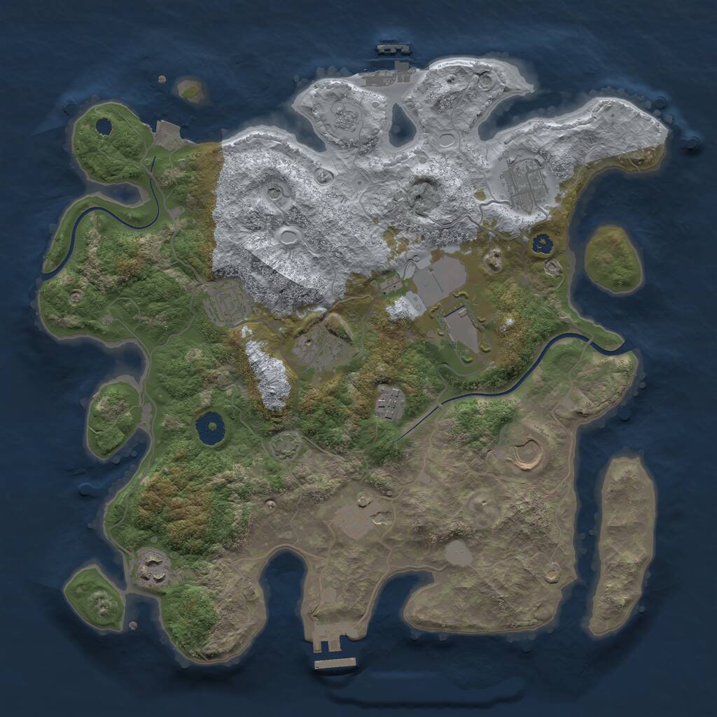 Rust Map: Procedural Map, Size: 3505, Seed: 1, 14 Monuments