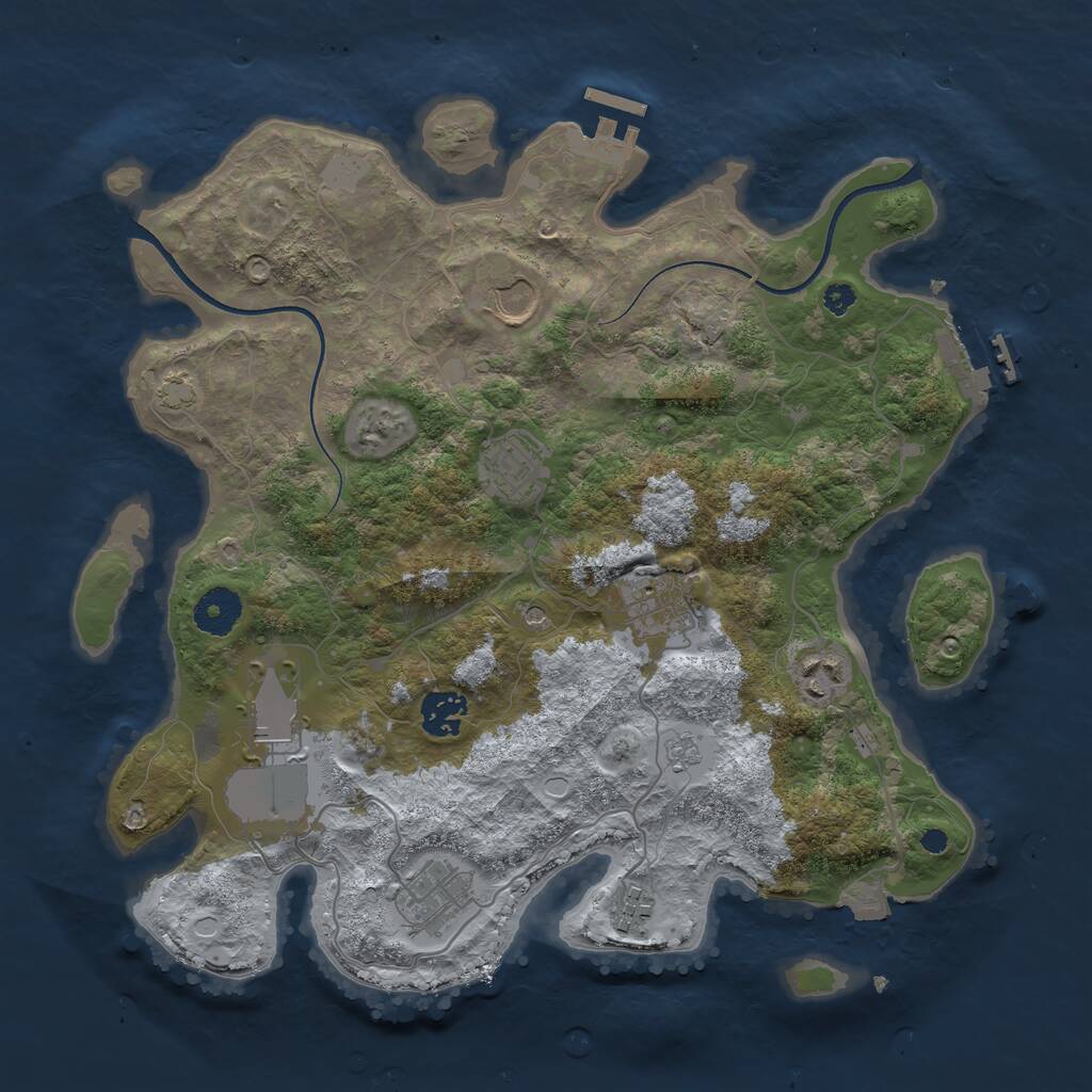 Rust Map: Procedural Map, Size: 3500, Seed: 159546690, 14 Monuments