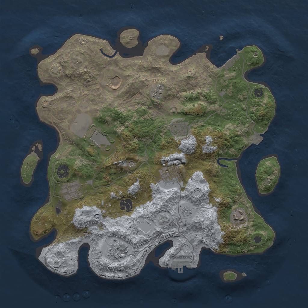 Rust Map: Procedural Map, Size: 3500, Seed: 159546690, 17 Monuments