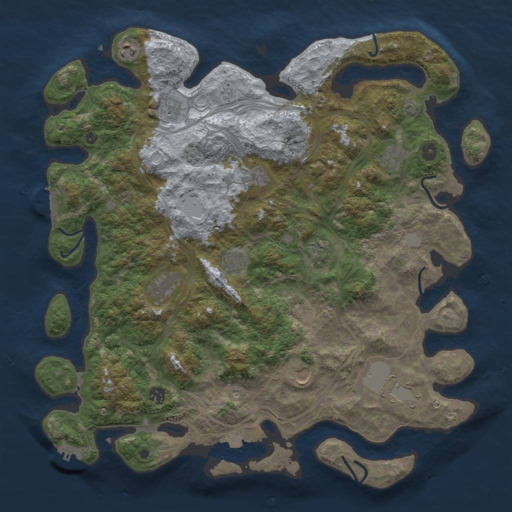 Rust Map: Procedural Map, Size: 4500, Seed: 1341002527, 19 Monuments