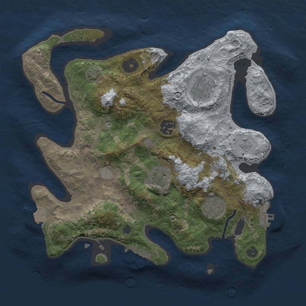 Rust Map: Procedural Map, Size: 3000, Seed: 4368190, 12 Monuments