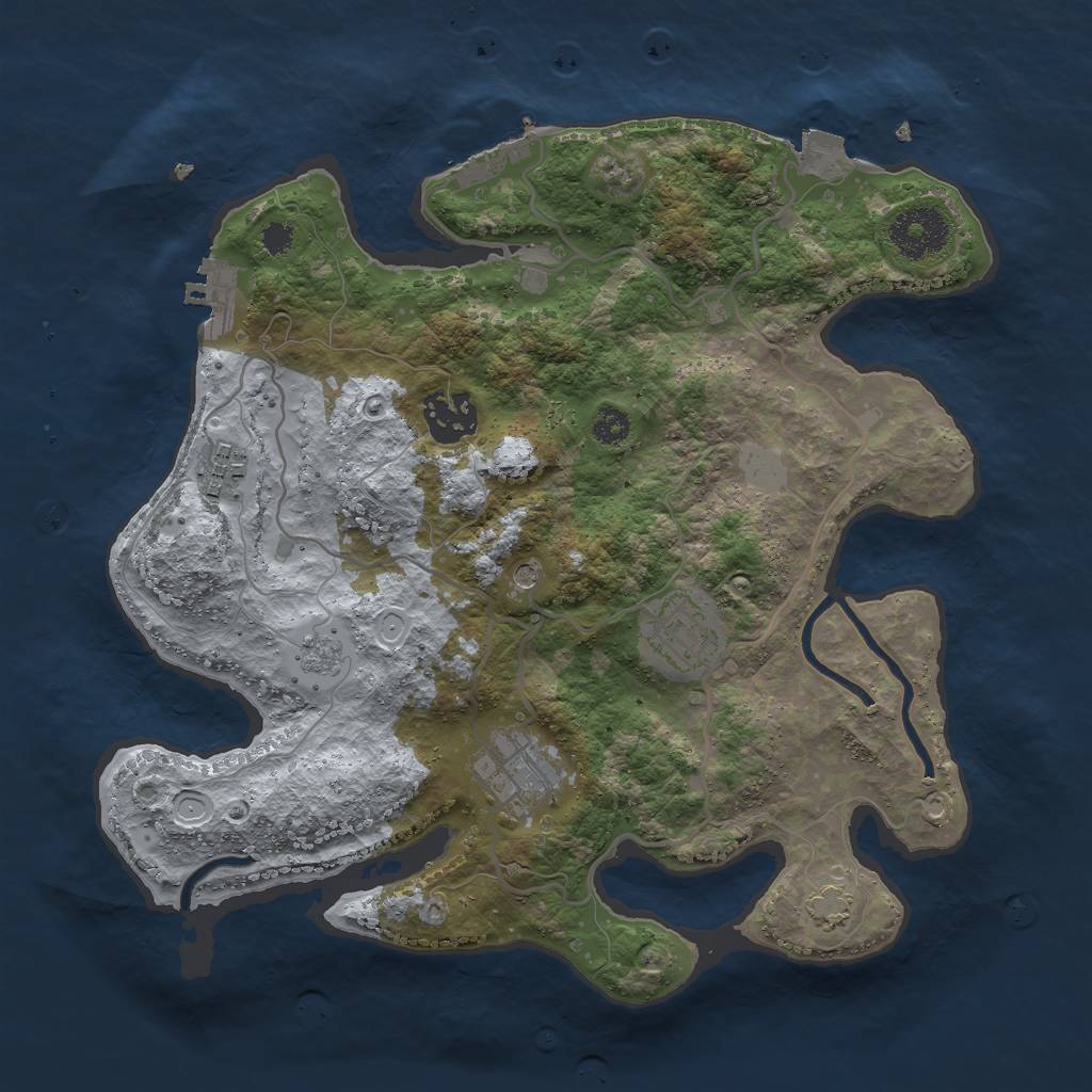 Rust Map: Procedural Map, Size: 3000, Seed: 904009212, 12 Monuments