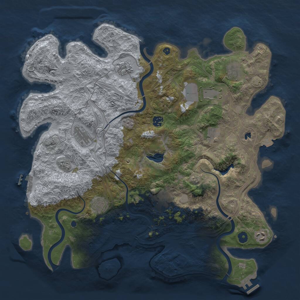 Rust Map: Procedural Map, Size: 4250, Seed: 906241469, 16 Monuments