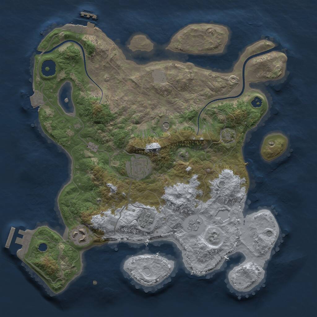 Rust Map: Procedural Map, Size: 3000, Seed: 16562, 9 Monuments