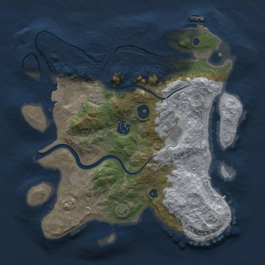 Rust Map: Procedural Map, Size: 3000, Seed: 18890, 8 Monuments