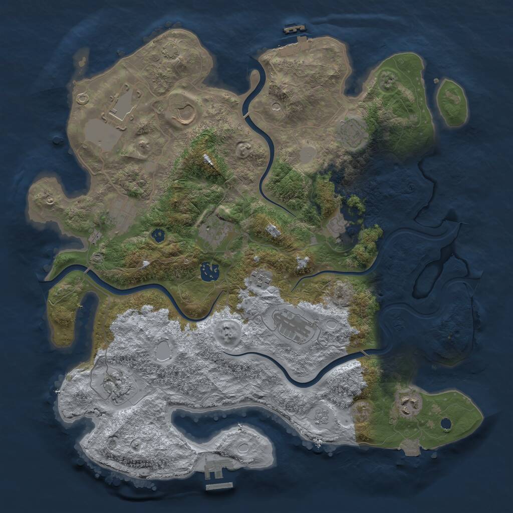 Rust Map: Procedural Map, Size: 3850, Seed: 55574659, 17 Monuments