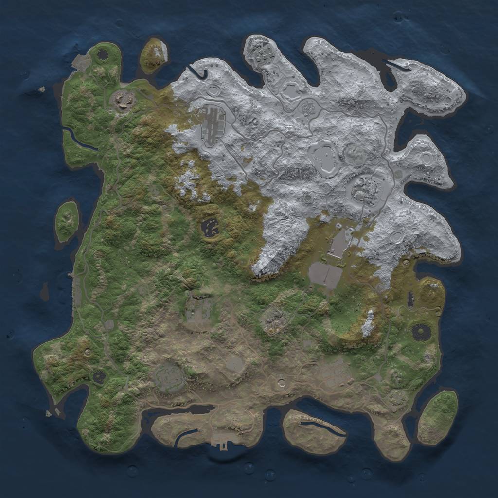 Rust Map: Procedural Map, Size: 4000, Seed: 6913, 17 Monuments