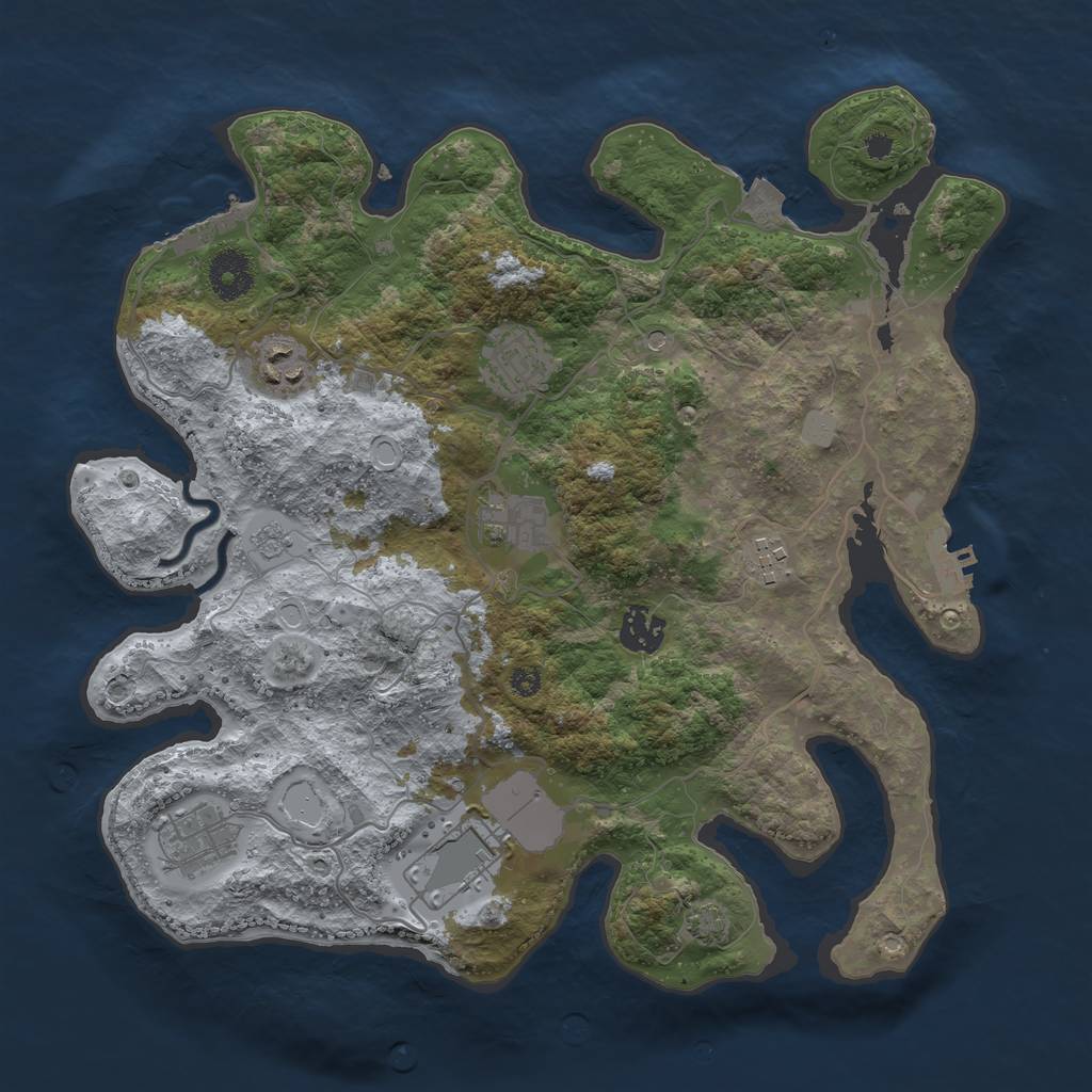 Rust Map: Procedural Map, Size: 3500, Seed: 388825, 15 Monuments