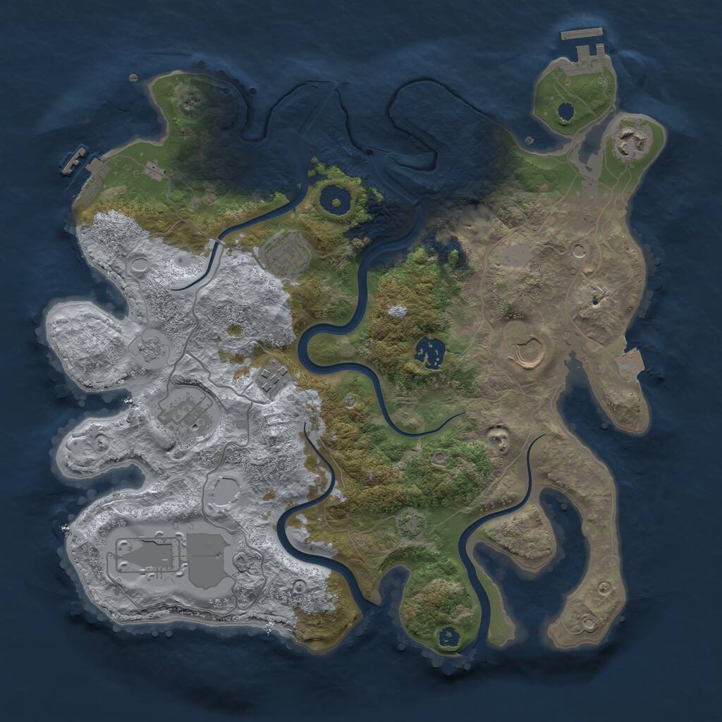 Rust Map: Procedural Map, Size: 3500, Seed: 388825, 13 Monuments