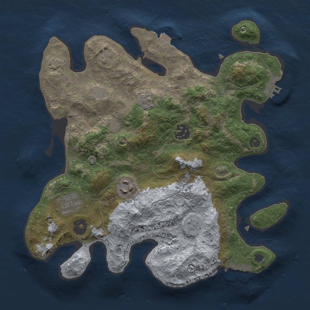 Rust Map: Procedural Map, Size: 3000, Seed: 987932729, 12 Monuments