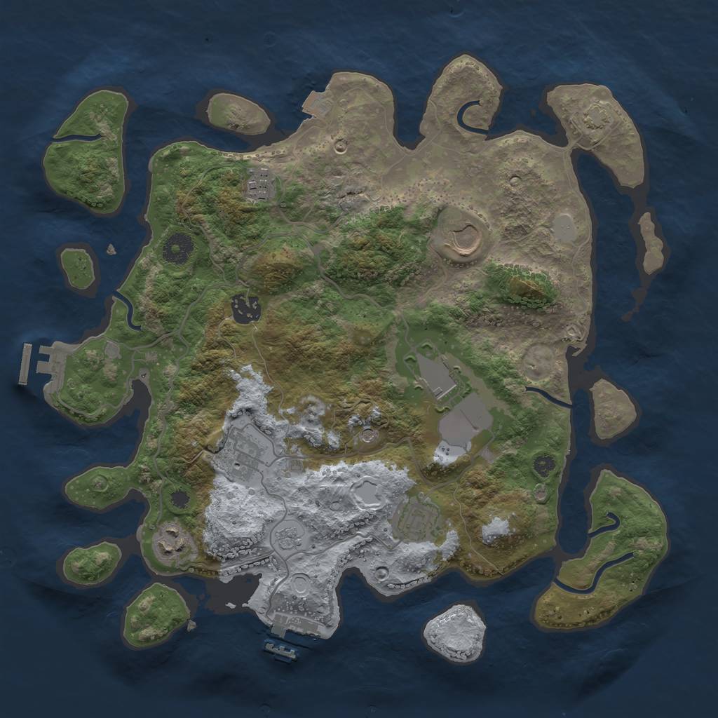Rust Map: Procedural Map, Size: 3500, Seed: 752743868, 15 Monuments