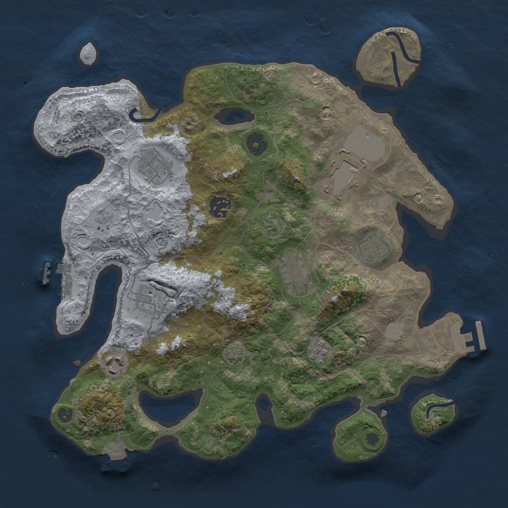 Rust Map: Procedural Map, Size: 3500, Seed: 846108784, 16 Monuments