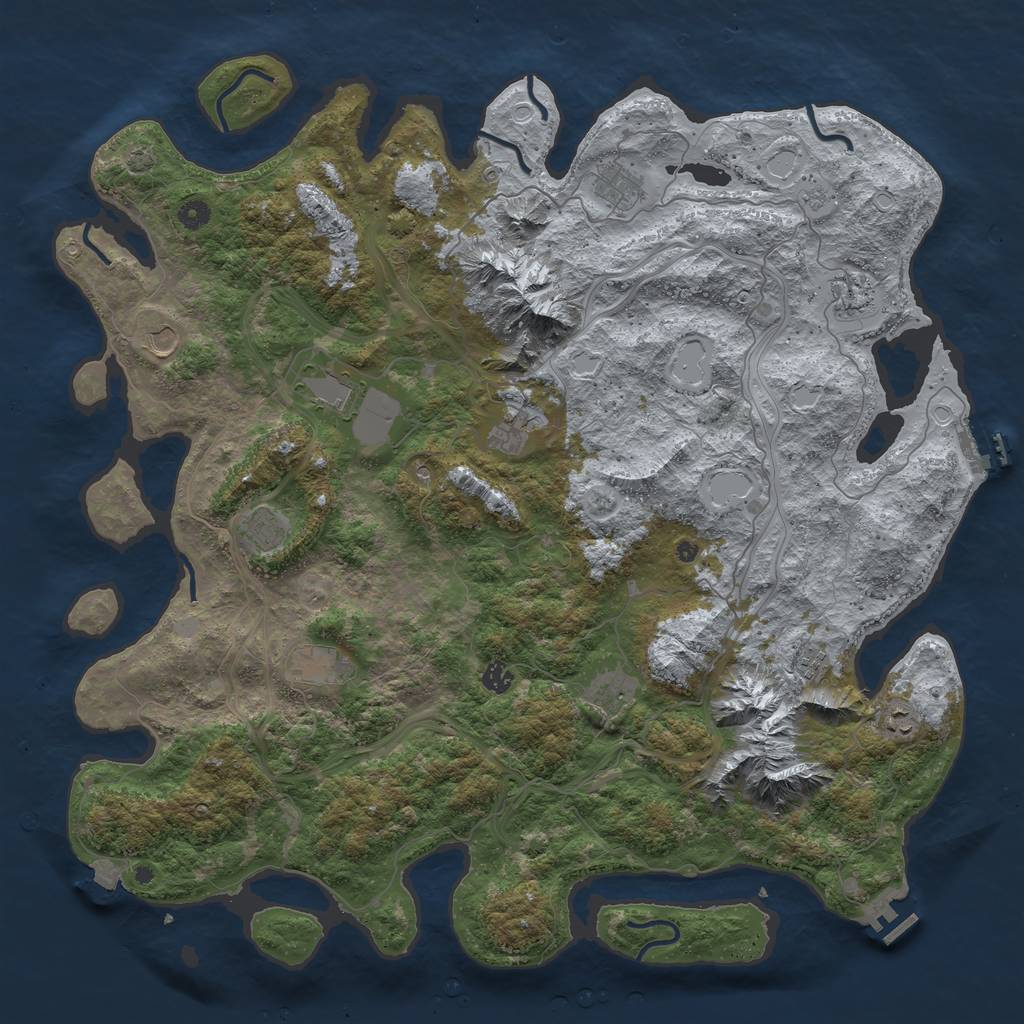Rust Map: Procedural Map, Size: 5000, Seed: 1720390044, 19 Monuments