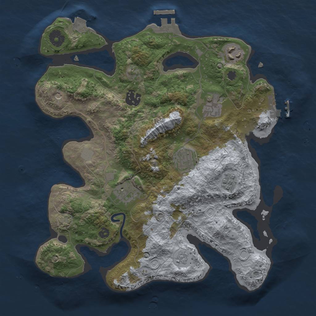 Rust Map: Procedural Map, Size: 3000, Seed: 1593823113, 14 Monuments
