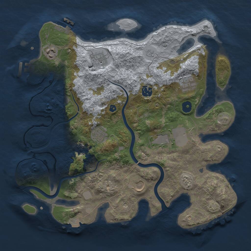 Rust Map: Procedural Map, Size: 3500, Seed: 896224520, 14 Monuments