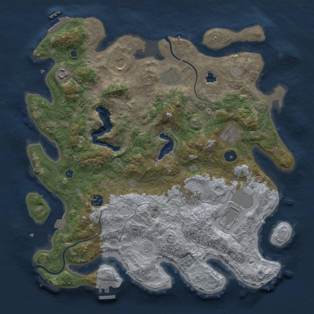 Rust Map: Procedural Map, Size: 4000, Seed: 1544080276, 14 Monuments