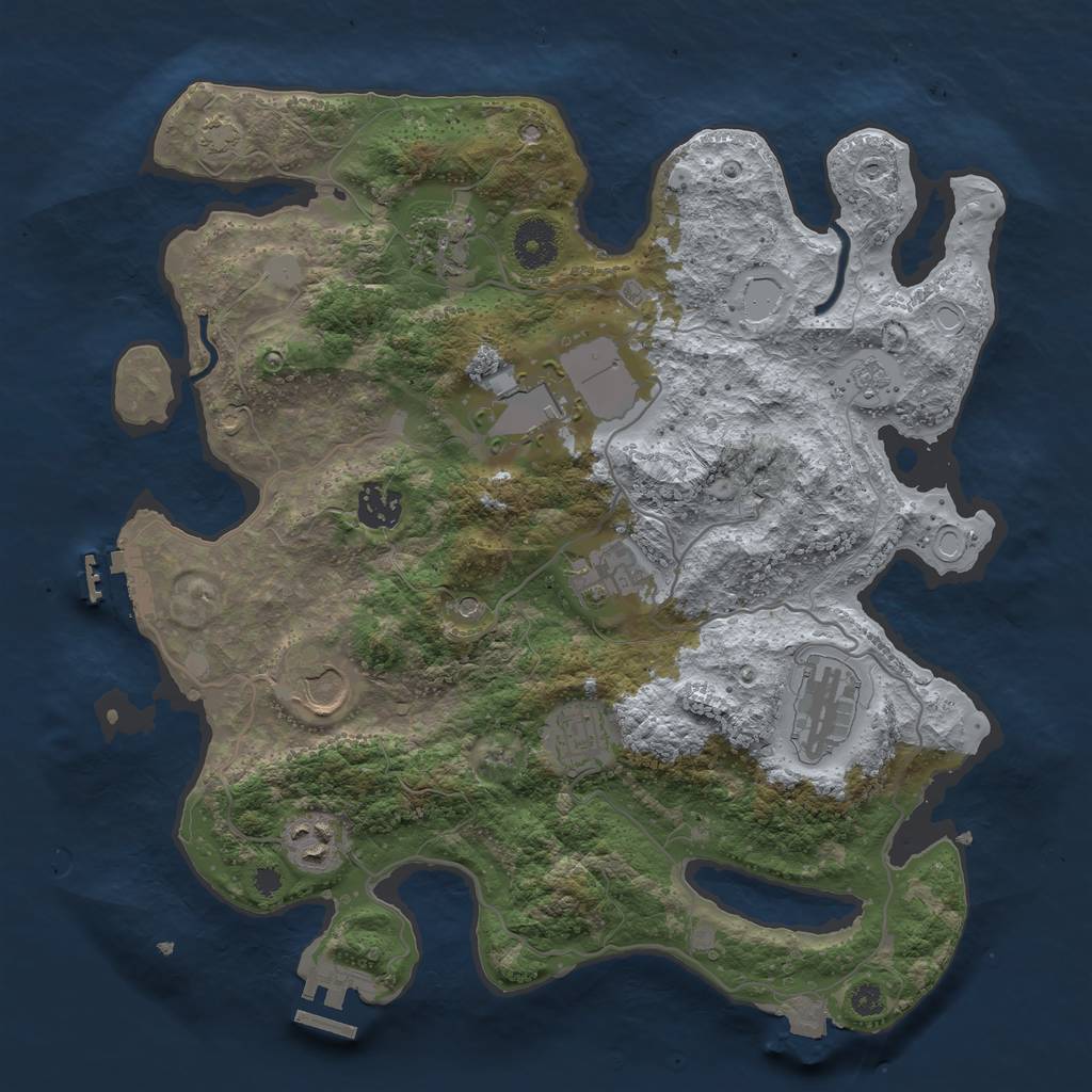 Rust Map: Procedural Map, Size: 3500, Seed: 979536506, 16 Monuments