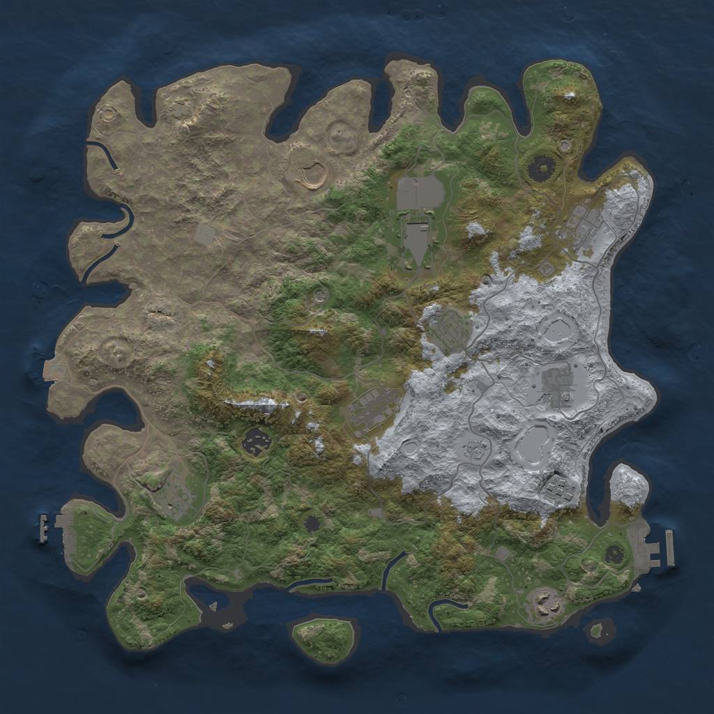 Rust Map: Procedural Map, Size: 3950, Seed: 1761206784, 18 Monuments