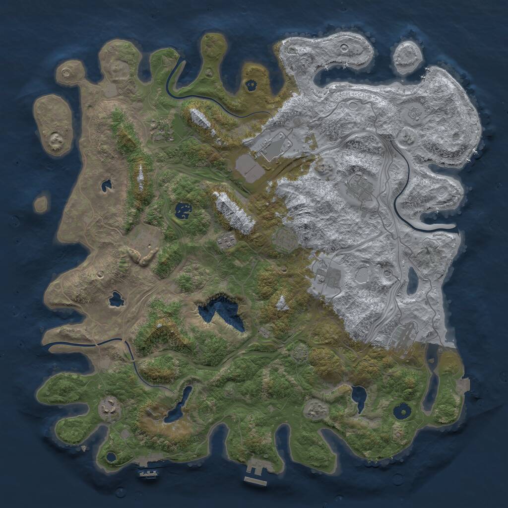 Rust Map: Procedural Map, Size: 4500, Seed: 1407444022, 16 Monuments