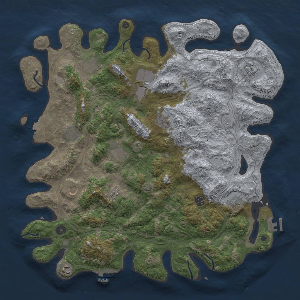 Rust Map: Procedural Map, Size: 4500, Seed: 1407444022, 19 Monuments