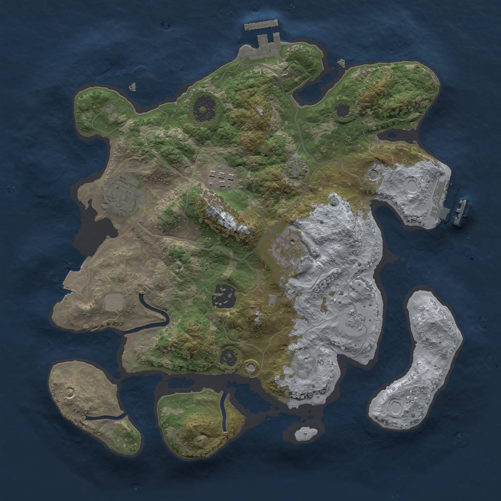 Rust Map: Procedural Map, Size: 3000, Seed: 87575, 12 Monuments