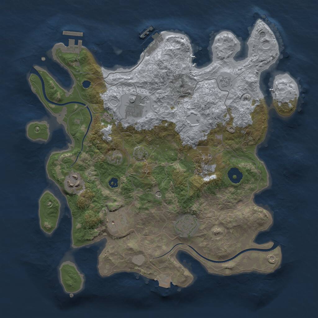 Rust Map: Procedural Map, Size: 3200, Seed: 861470319, 11 Monuments