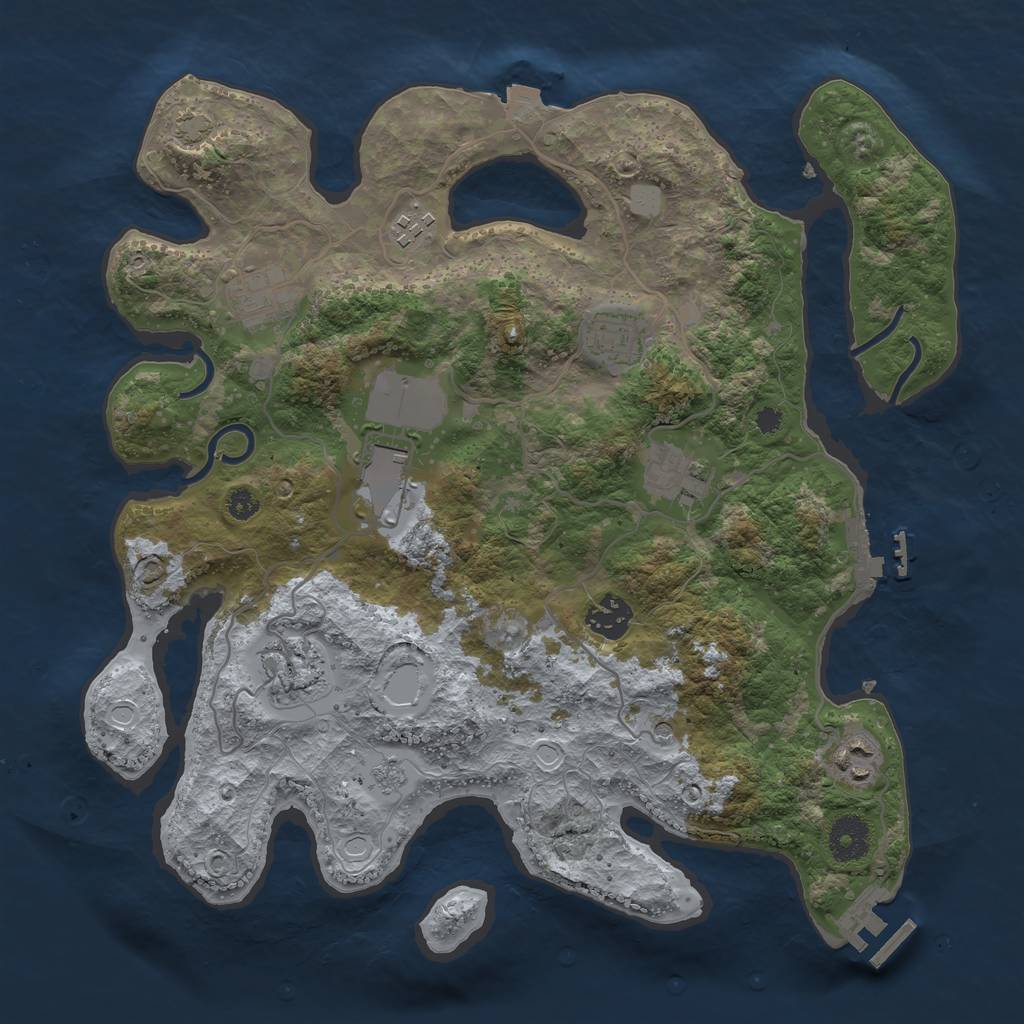 Rust Map: Procedural Map, Size: 3500, Seed: 712945, 16 Monuments