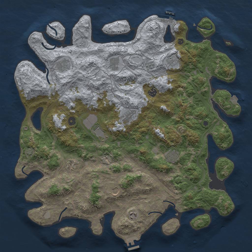 Rust Map: Procedural Map, Size: 4500, Seed: 1490856182, 19 Monuments