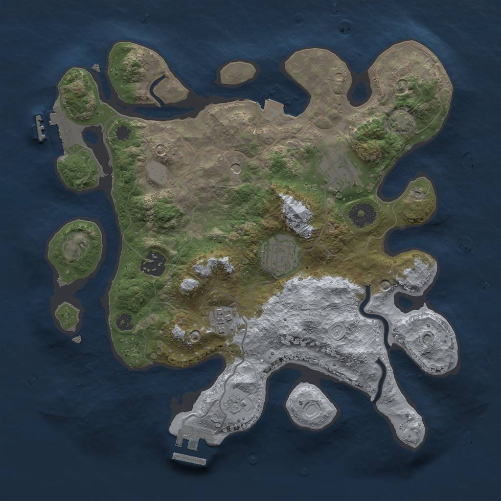 Rust Map: Procedural Map, Size: 3000, Seed: 26294, 12 Monuments