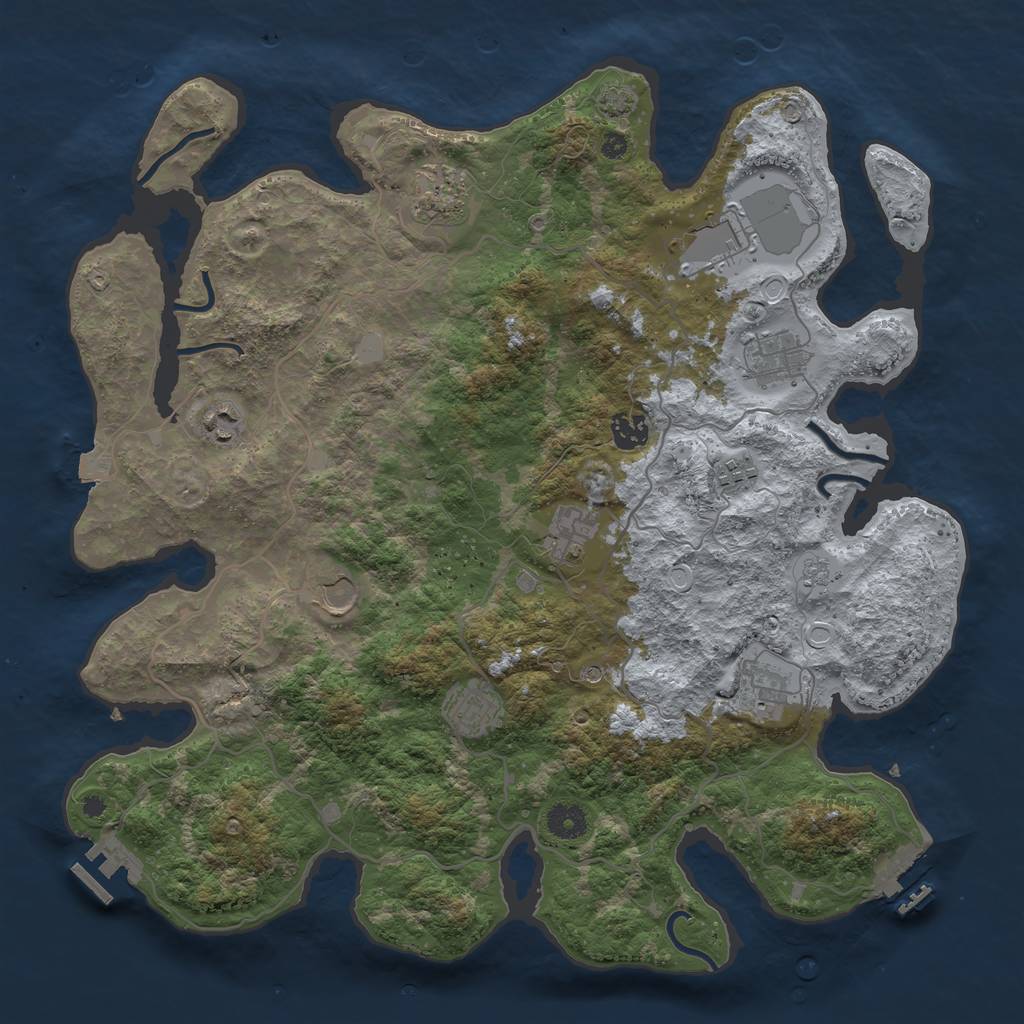 Rust Map: Procedural Map, Size: 4000, Seed: 1758549576, 18 Monuments