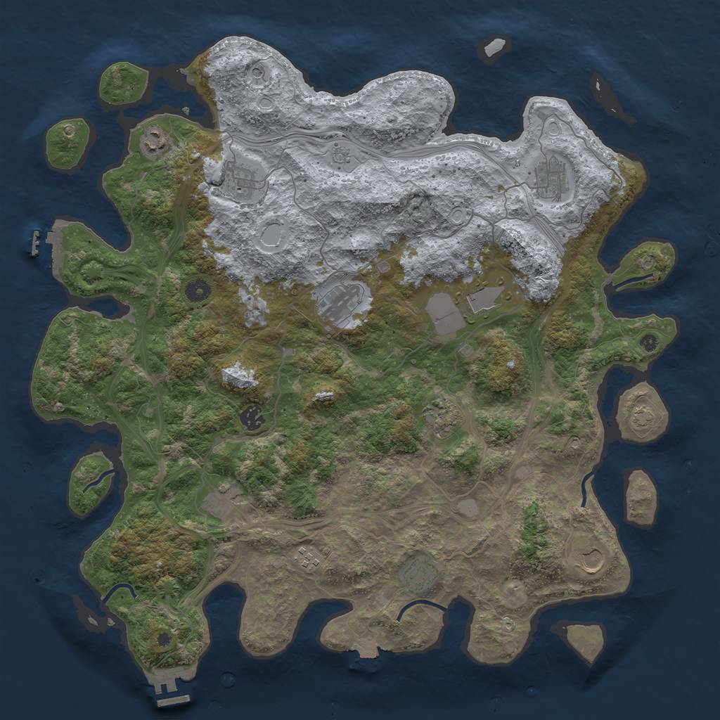Rust Map: Procedural Map, Size: 4450, Seed: 1, 19 Monuments