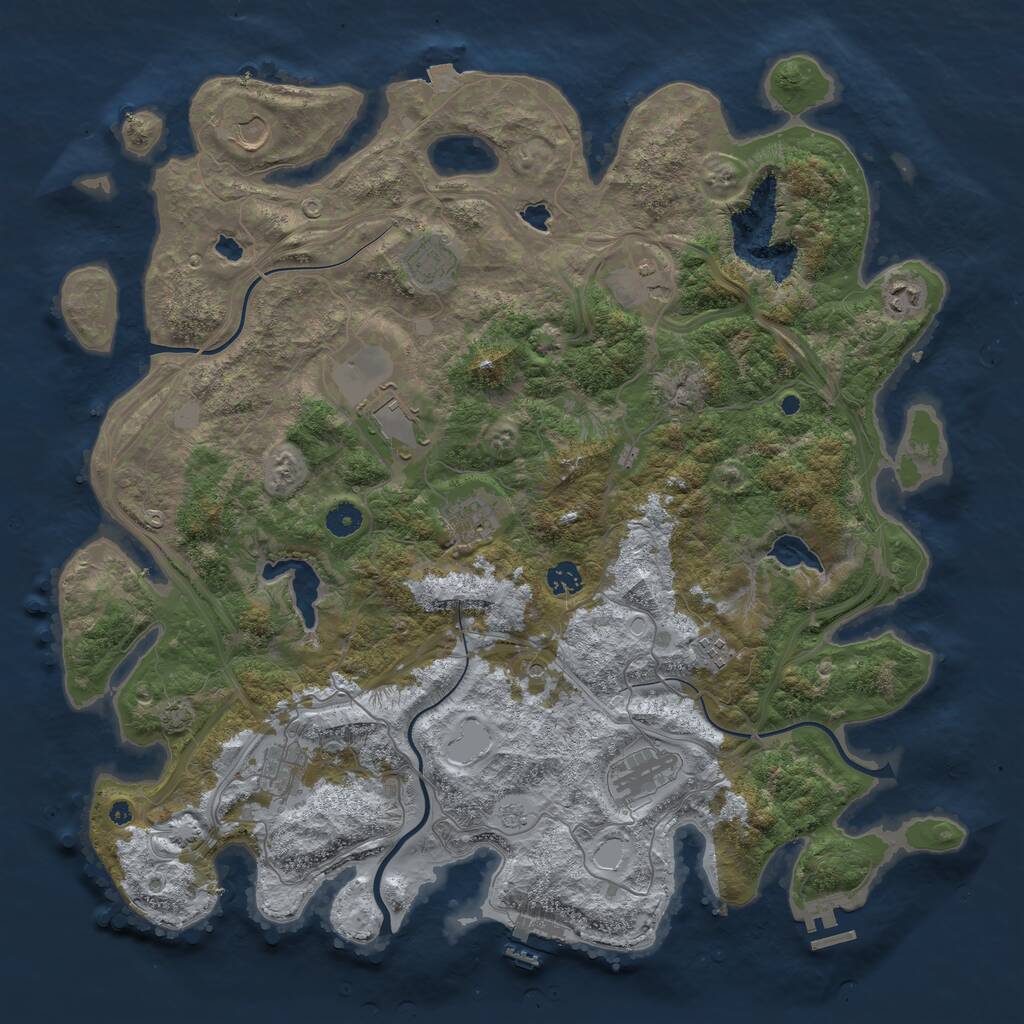 Rust Map: Procedural Map, Size: 4500, Seed: 1251020796, 16 Monuments