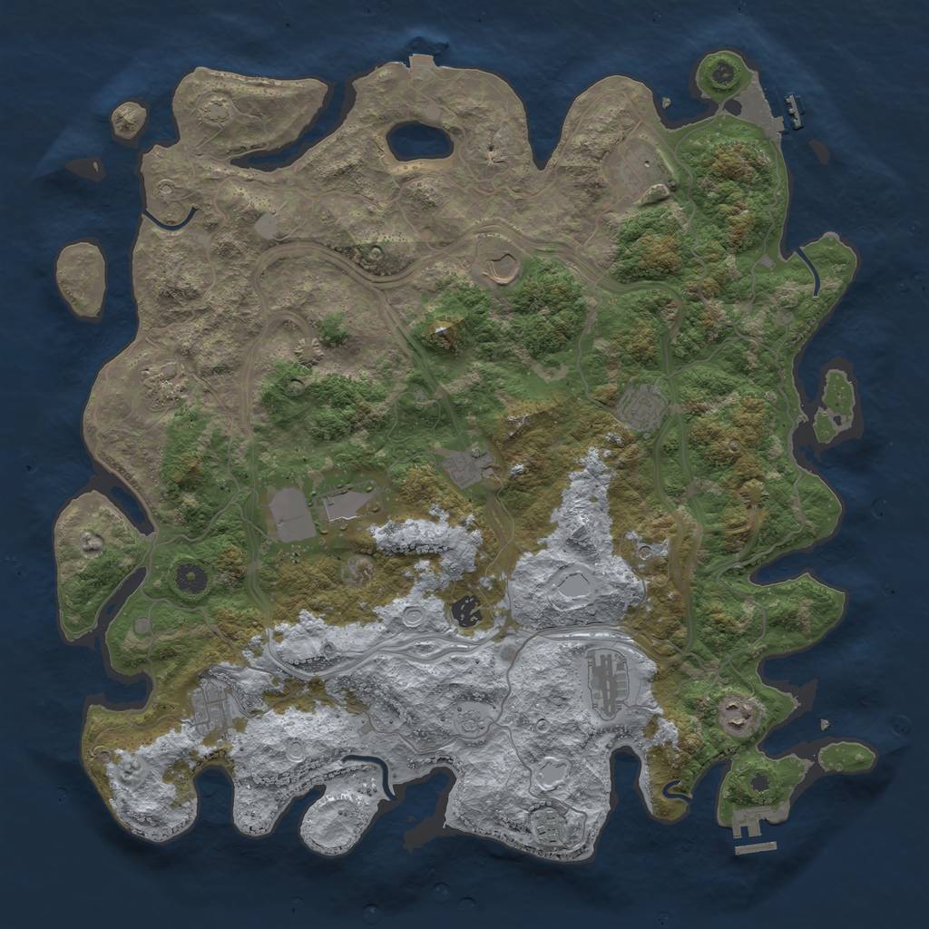 Rust Map: Procedural Map, Size: 4500, Seed: 1251020796, 19 Monuments