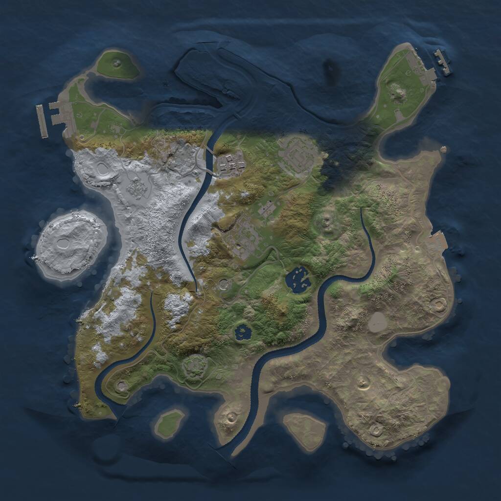 Rust Map: Procedural Map, Size: 3000, Seed: 684454448, 10 Monuments