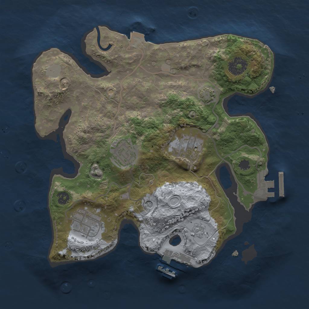 Rust Map: Procedural Map, Size: 2500, Seed: 1251020796, 11 Monuments