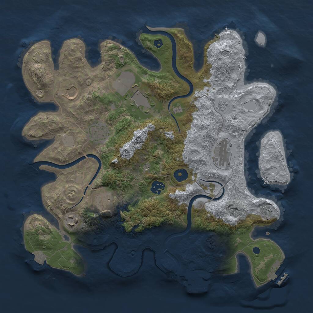 Rust Map: Procedural Map, Size: 3500, Seed: 423456889, 14 Monuments