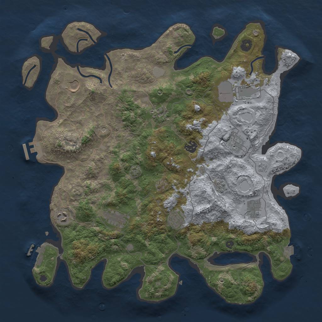 Rust Map: Procedural Map, Size: 4000, Seed: 672459748, 18 Monuments