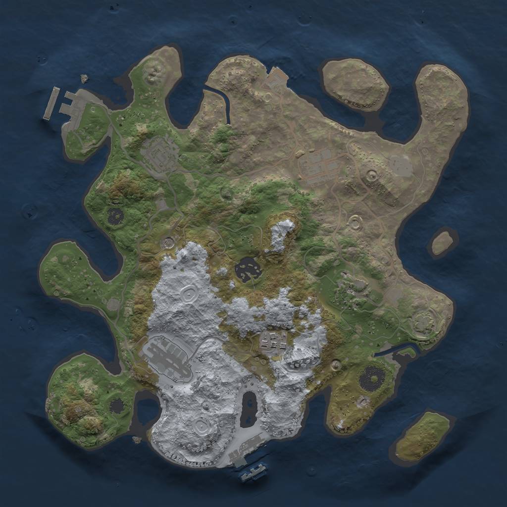 Rust Map: Procedural Map, Size: 3000, Seed: 1121295845, 13 Monuments
