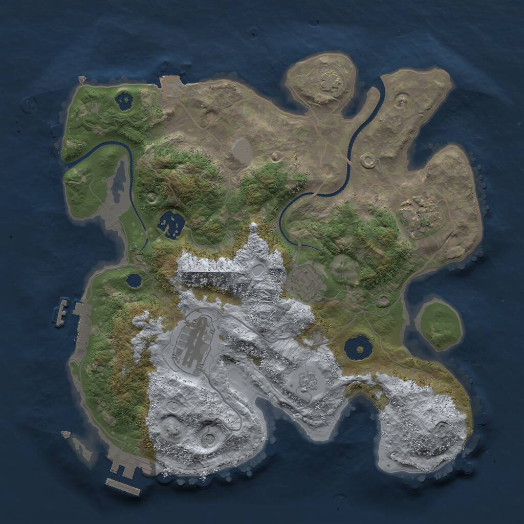 Rust Map: Procedural Map, Size: 3000, Seed: 42200, 10 Monuments