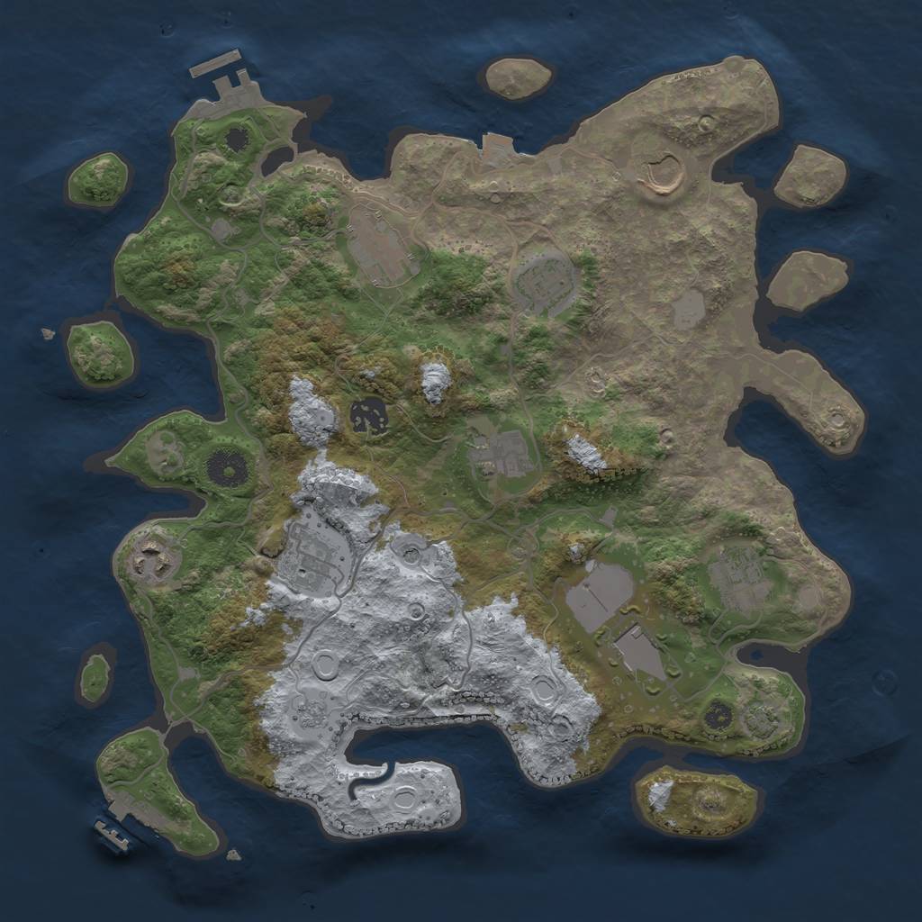 Rust Map: Procedural Map, Size: 3500, Seed: 981284092, 17 Monuments