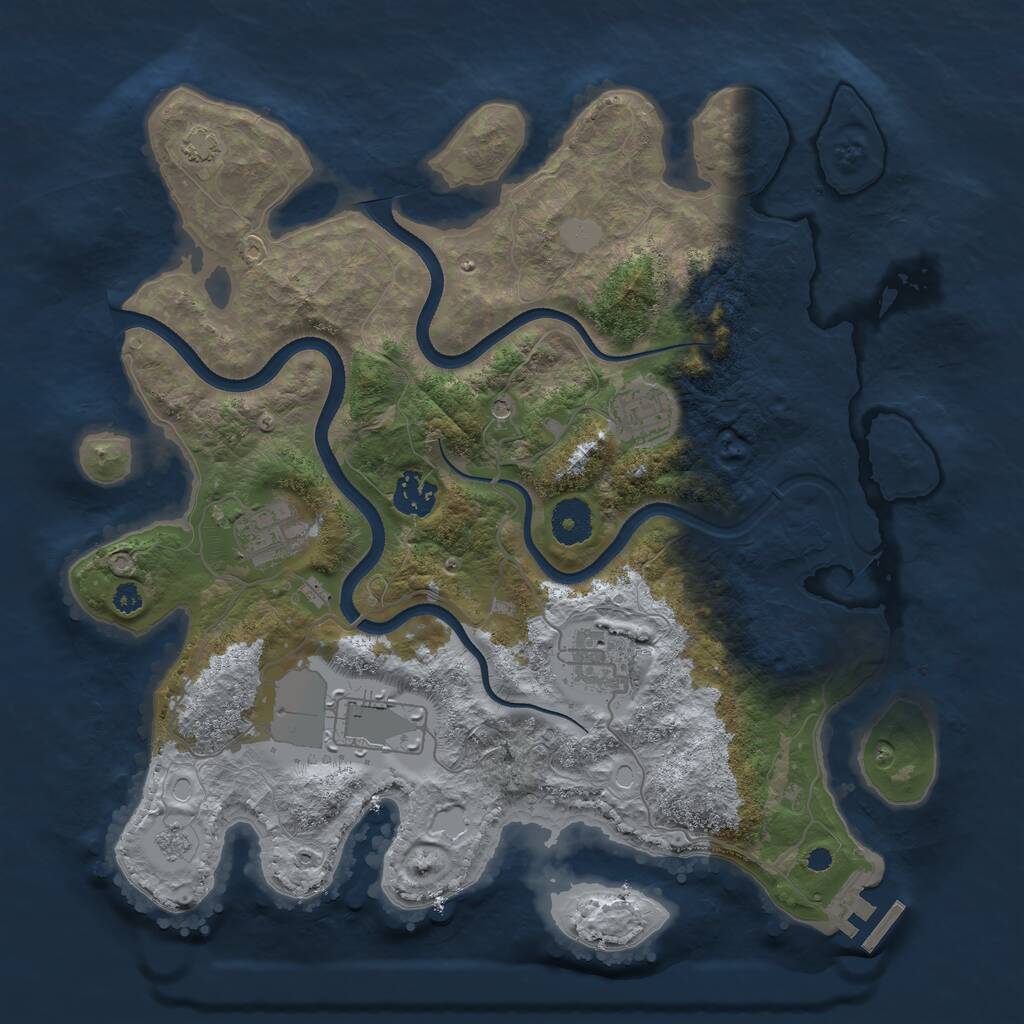 Rust Map: Procedural Map, Size: 3500, Seed: 1660458548, 10 Monuments