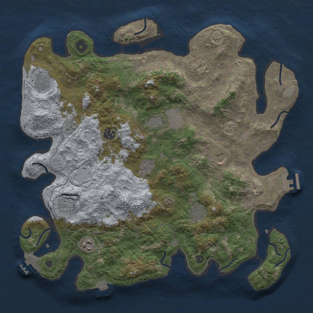 Rust Map: Procedural Map, Size: 4000, Seed: 6574, 18 Monuments