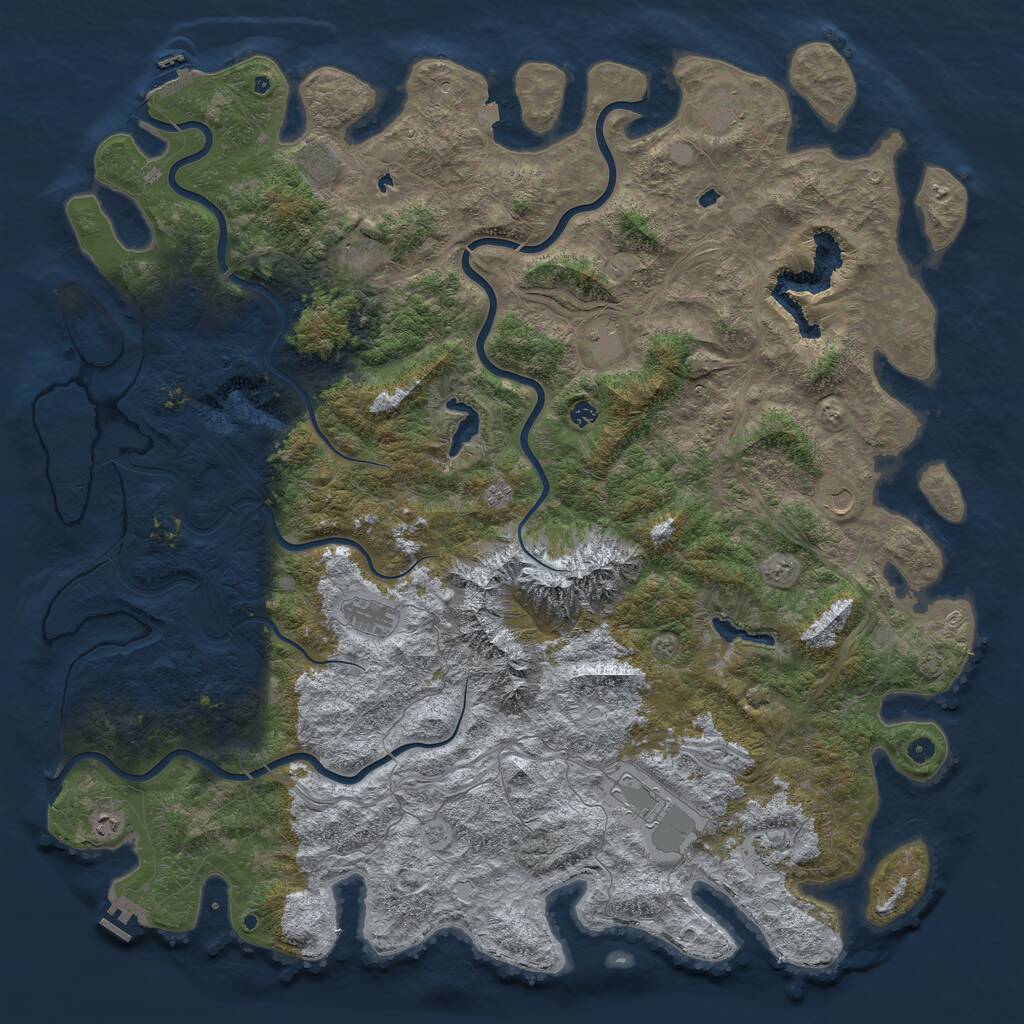Rust Map: Procedural Map, Size: 6000, Seed: 2347, 17 Monuments