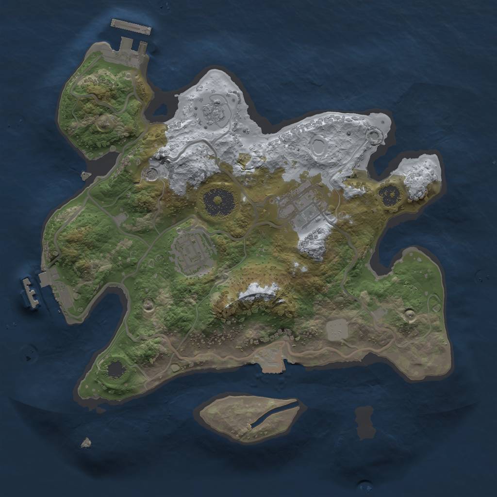 Rust Map: Procedural Map, Size: 2500, Seed: 287743929, 9 Monuments